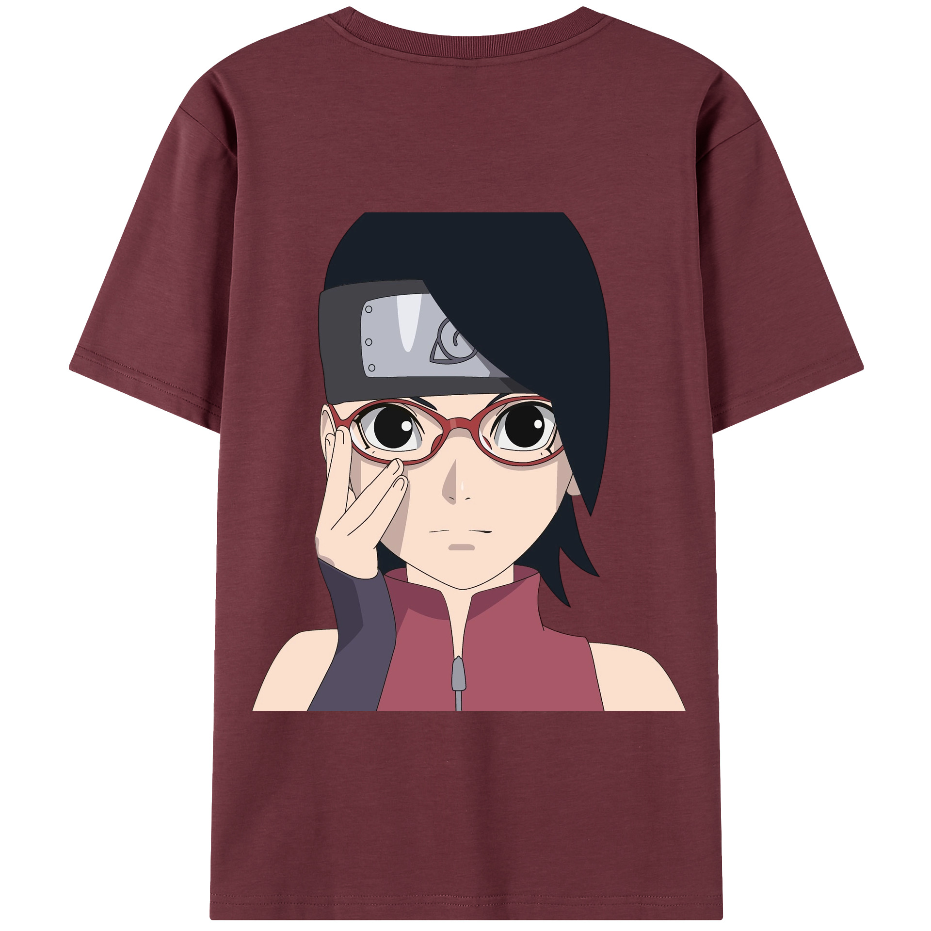 （画像用） NARUTO -ナルト- うちは サラダ Uchiha Sarada 綿100％半袖Tシャツ（背面プリント）